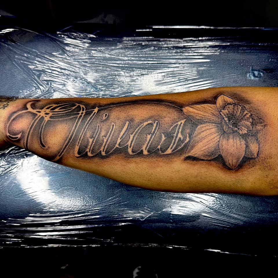 Olivia Script and Daffodil Forearm