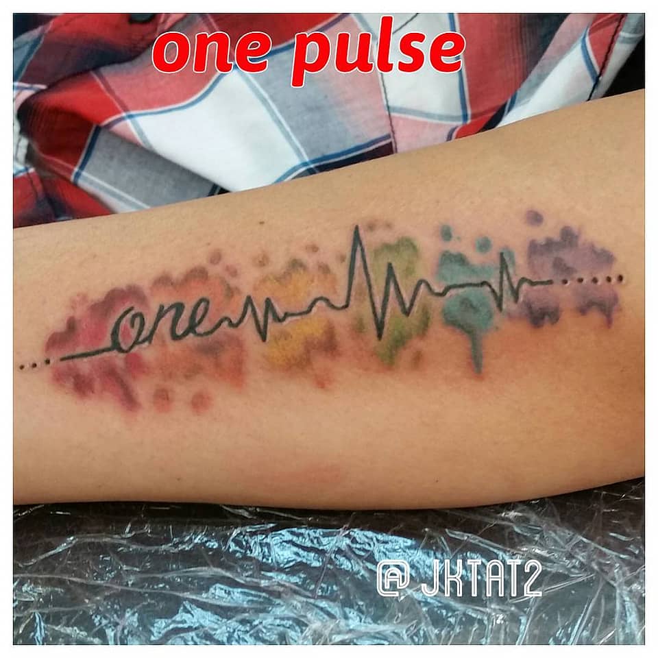 One Pulse Watercolor EKG