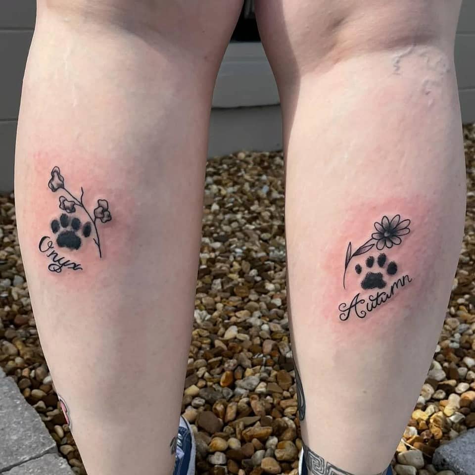 Onyx and Autumn Paw Prints