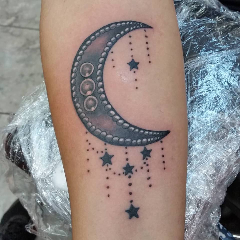 Ornamental Crescent and Hanging Stars