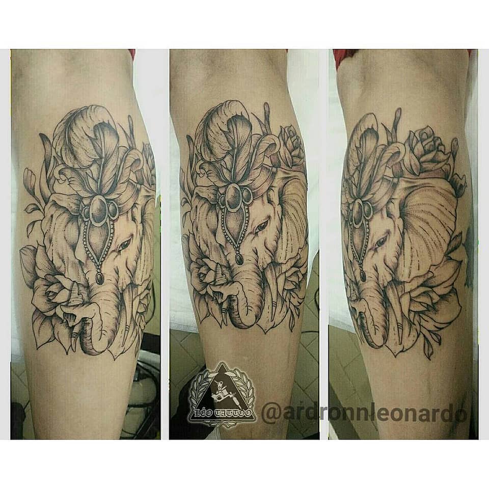 Ornate Elephant Headdress with Roses