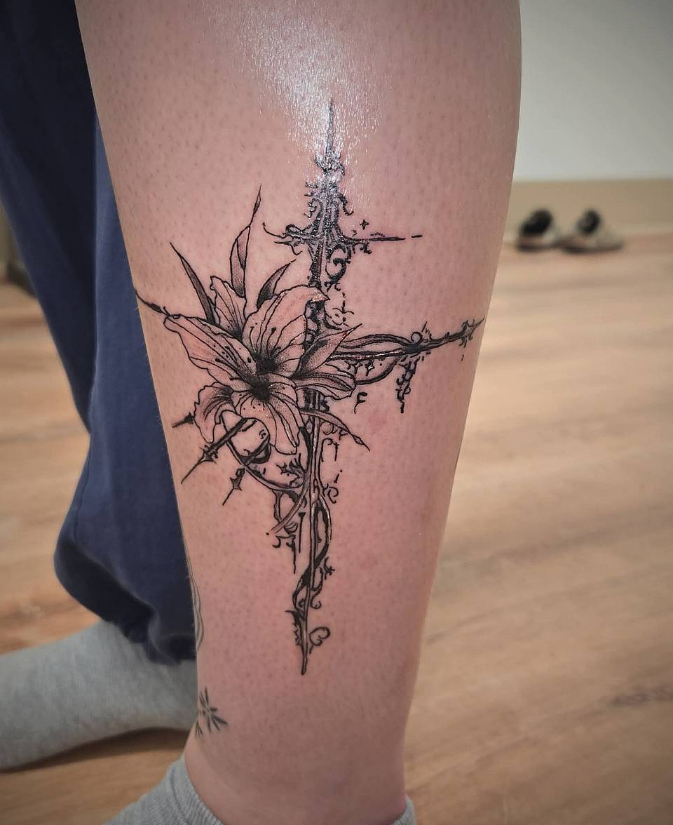 Ornate Lily Cross