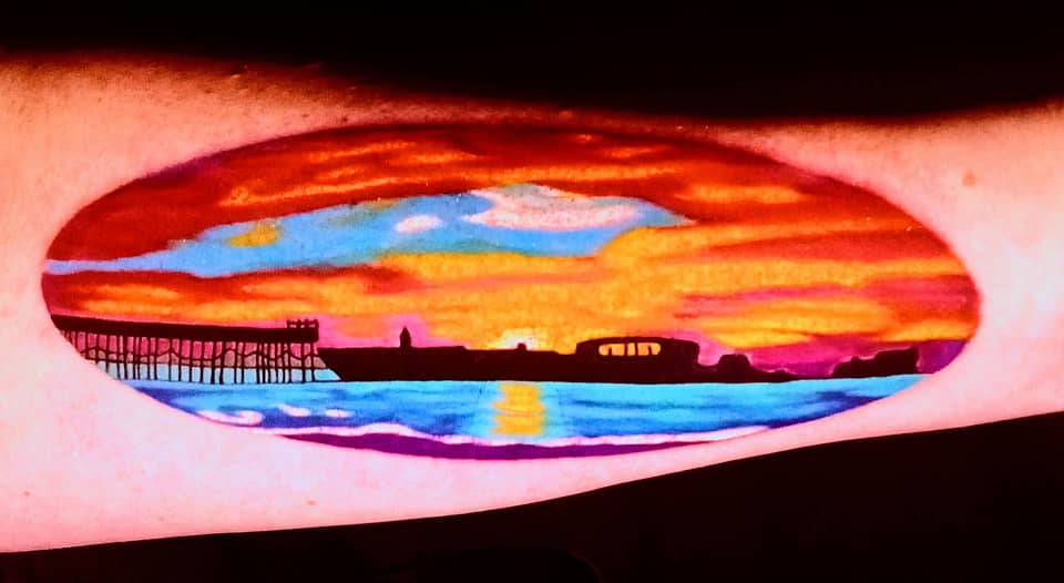 Oval Sunset Pier Seascape