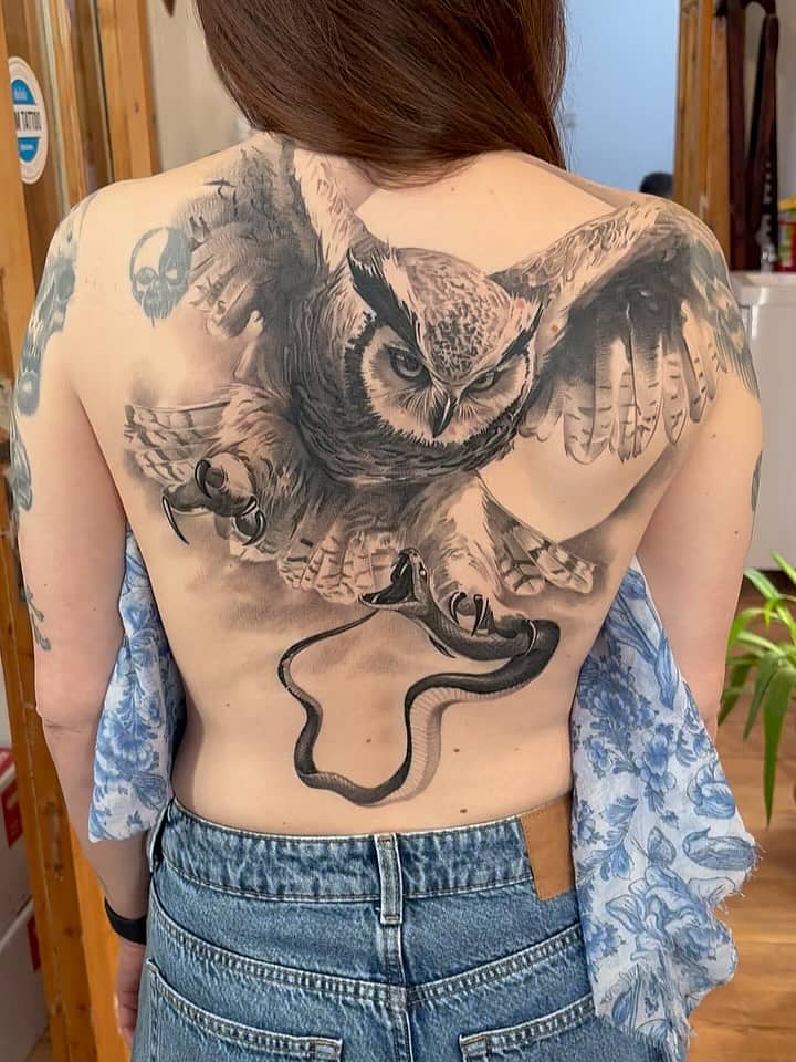 Owl and Serpent Backpiece