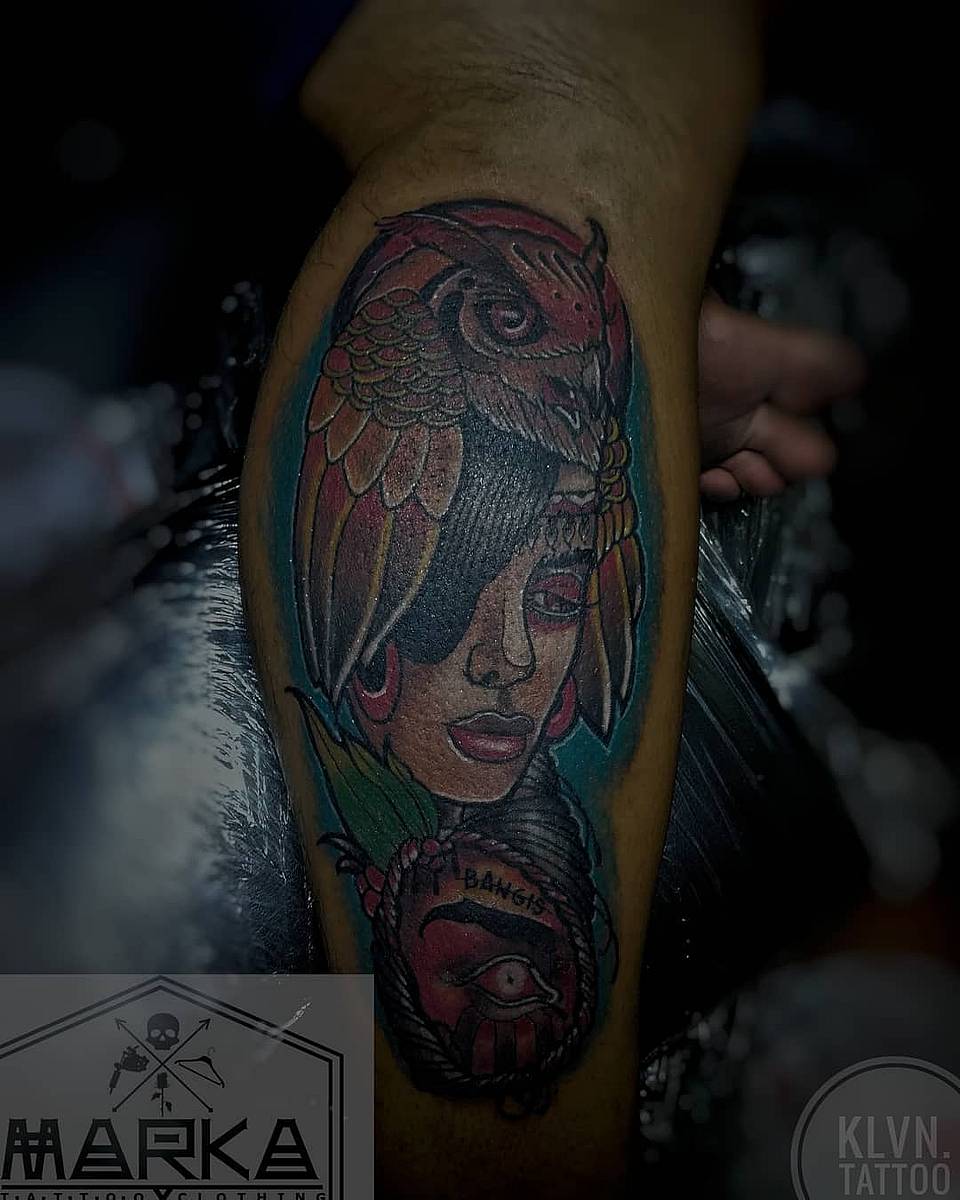 Owl Headdress Woman with Third‑Eye Head