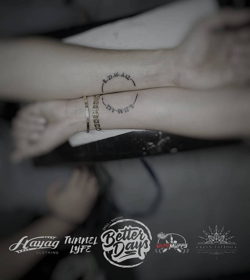 Paired Circle Date Tattoo
