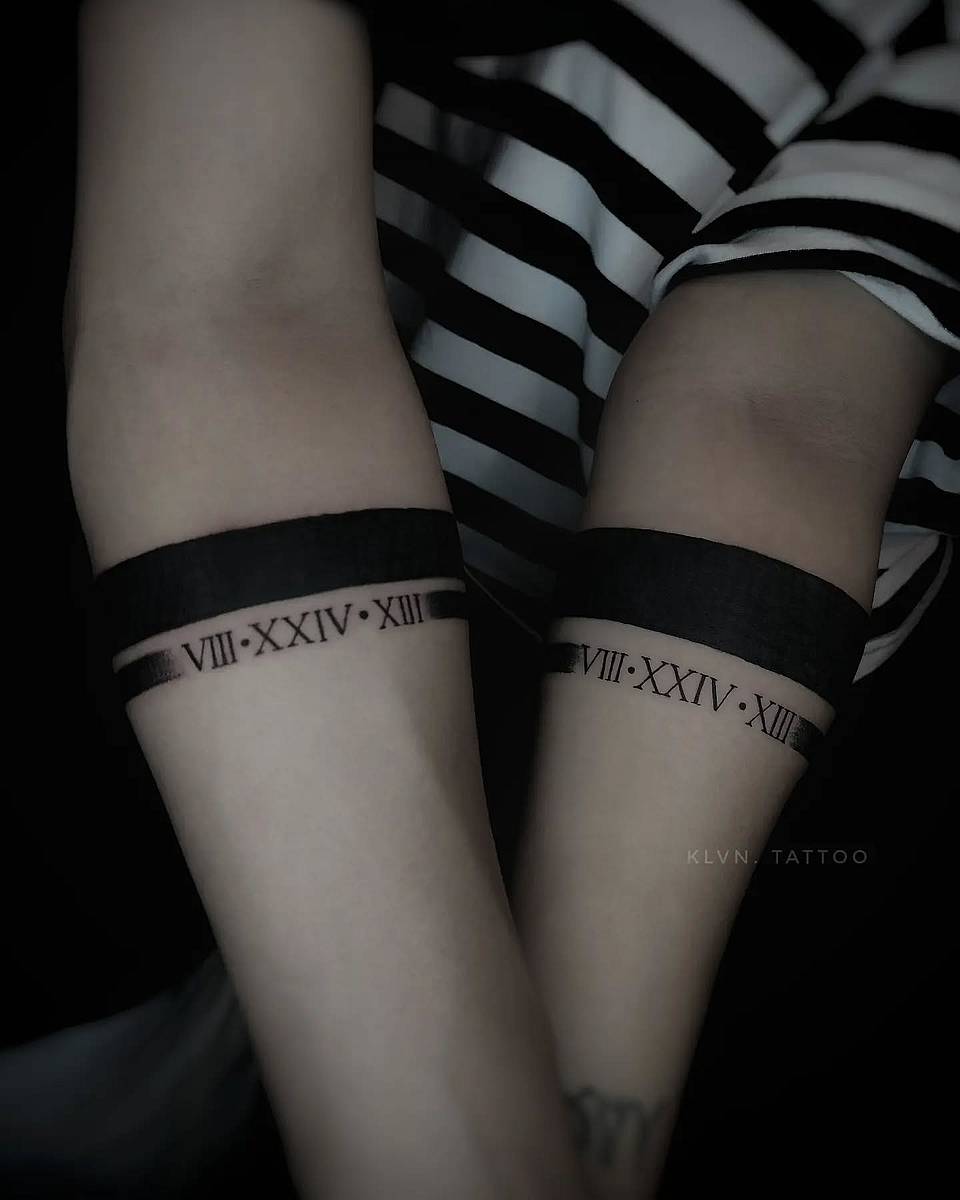 Paired Solid Armbands with Roman Numerals