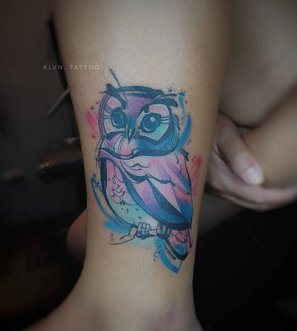 Pastel Watercolor Owl