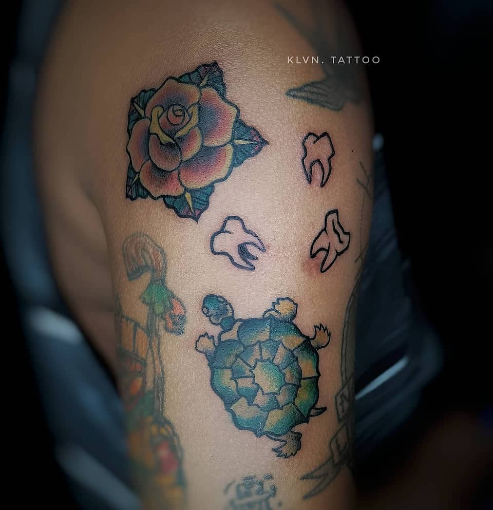 Patchwork Turtle & Rose
