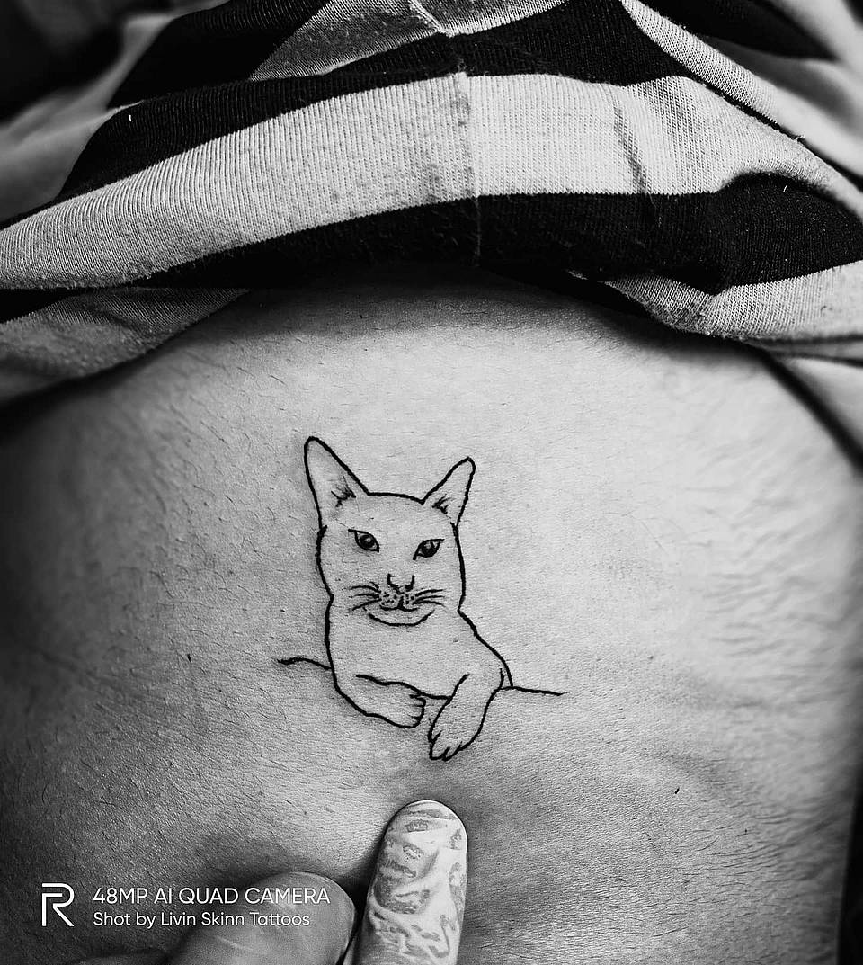 Peeking Cat Linework