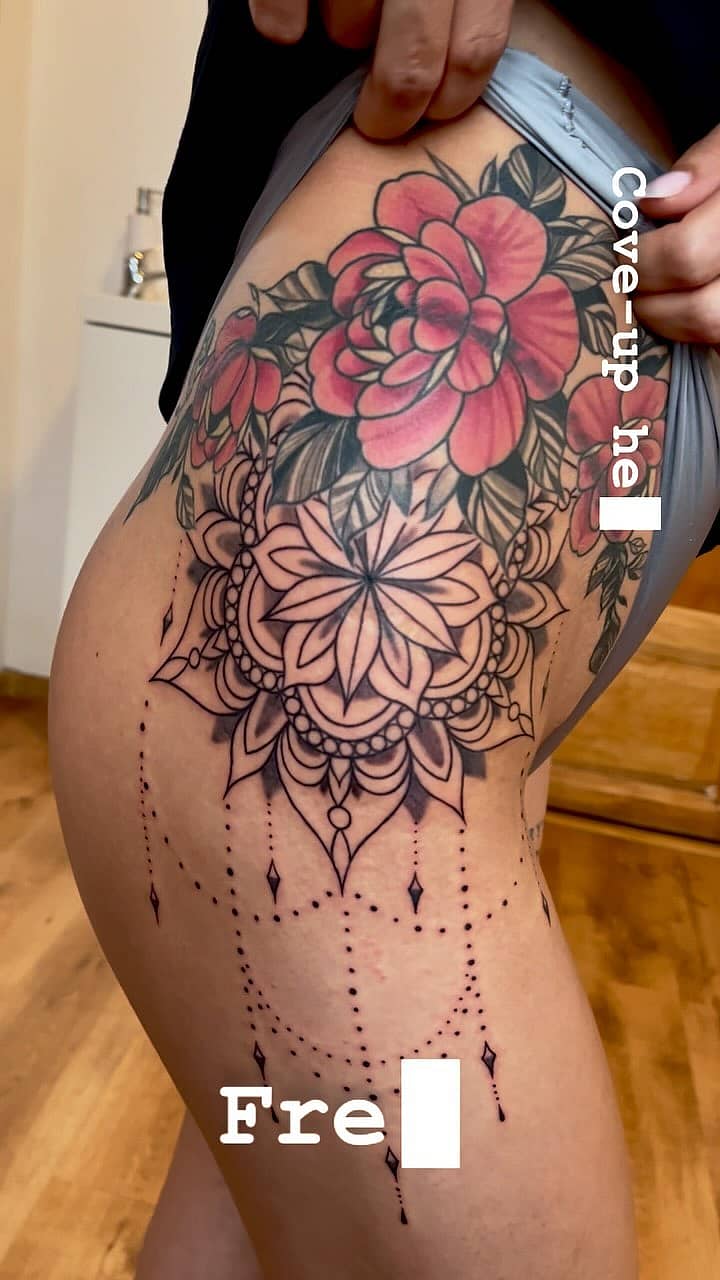 Peony Mandala Hip & Thigh Piece