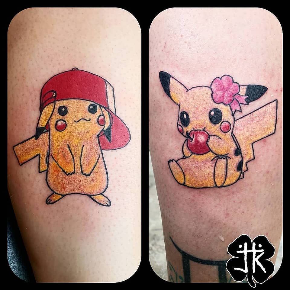 Pikachu Duo: Cap and Flower