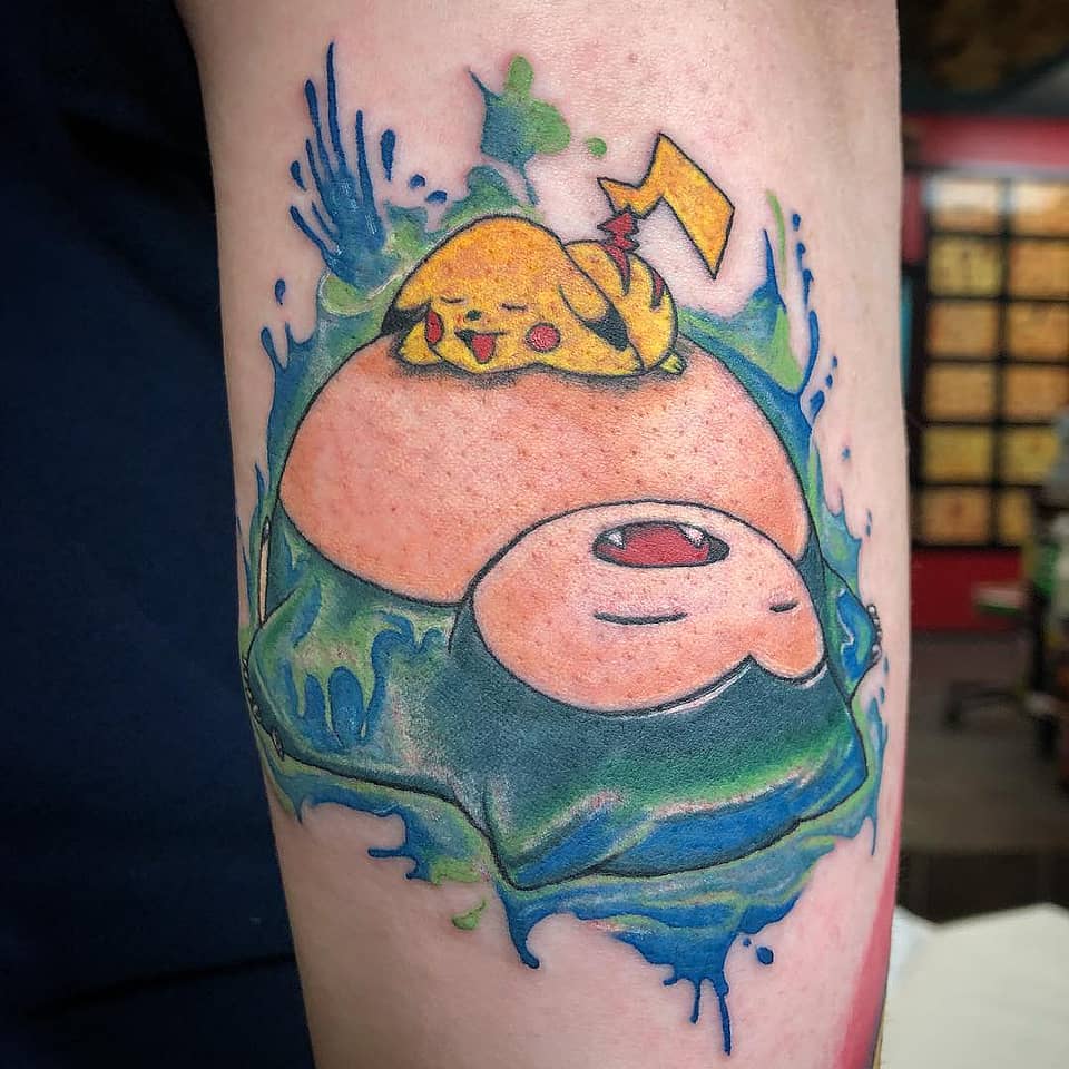 Pikachu Nap on Snorlax Splash