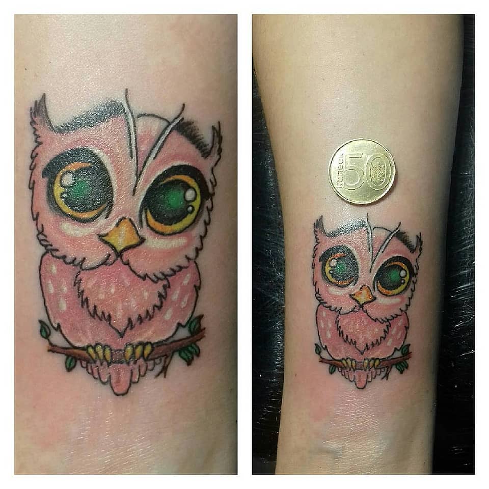 Pink Big-Eyed Owl Perch