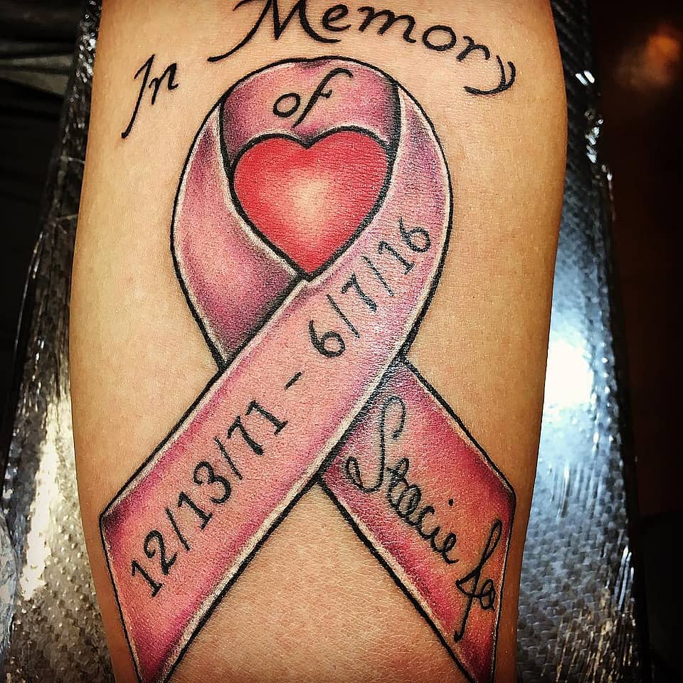 Pink Ribbon Memorial with Heart
