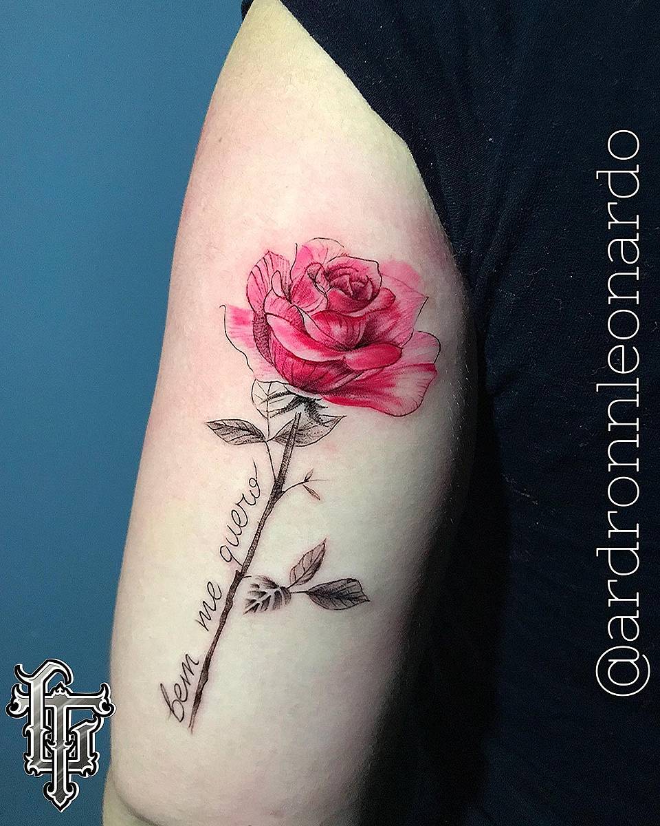 Pink Watercolor Rose with Script