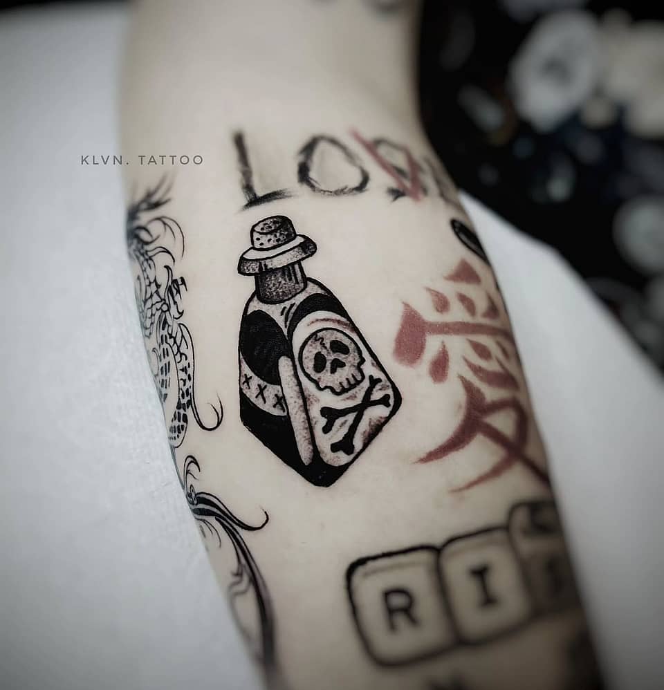 Poison Vial with Skull and Crossbones