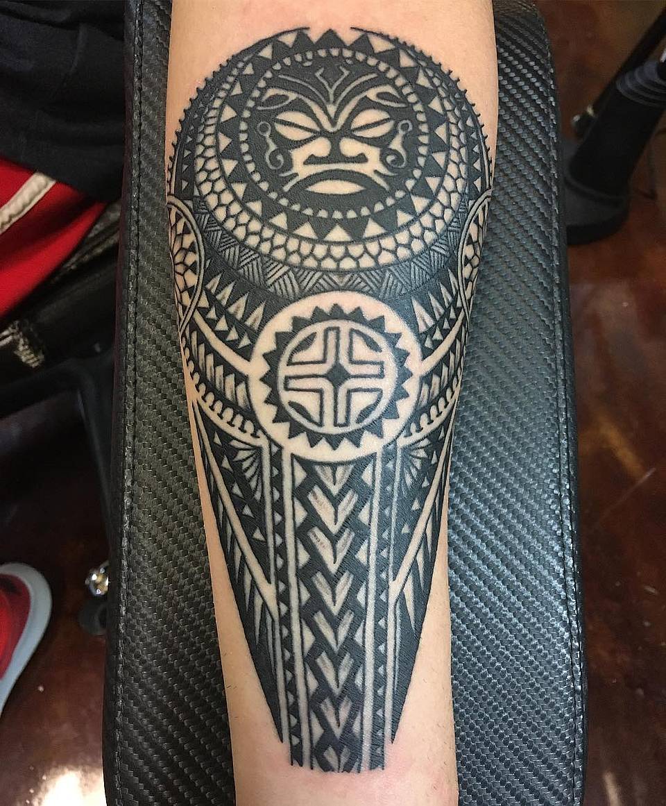 Polynesian Guardian Mask with Marquesan Cross