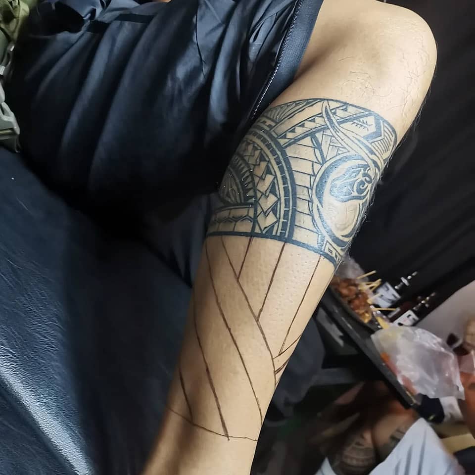 Polynesian Half-Sleeve with Turtle Motif