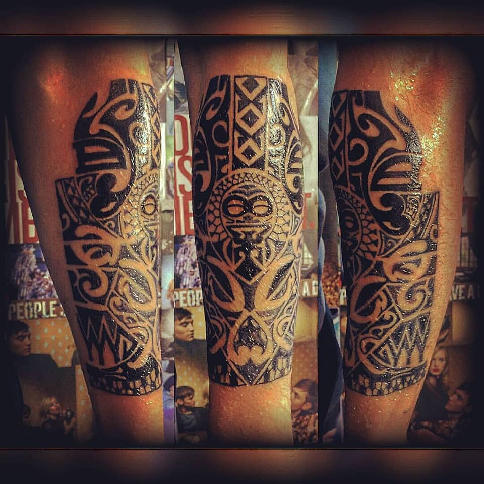 Polynesian-Inspired Tribal Forearm Sleeve