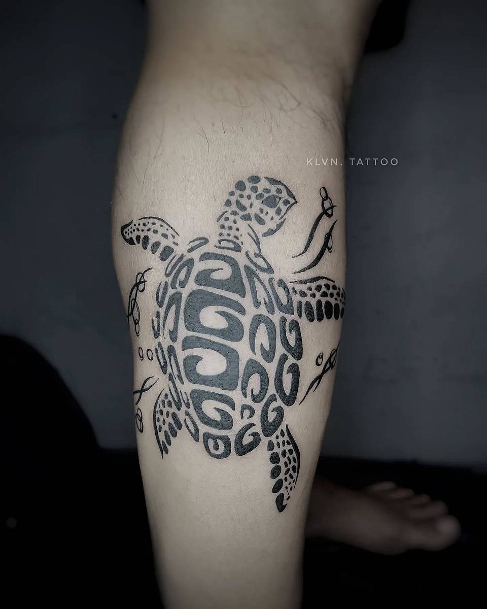 Polynesian Sea Turtle Blackwork