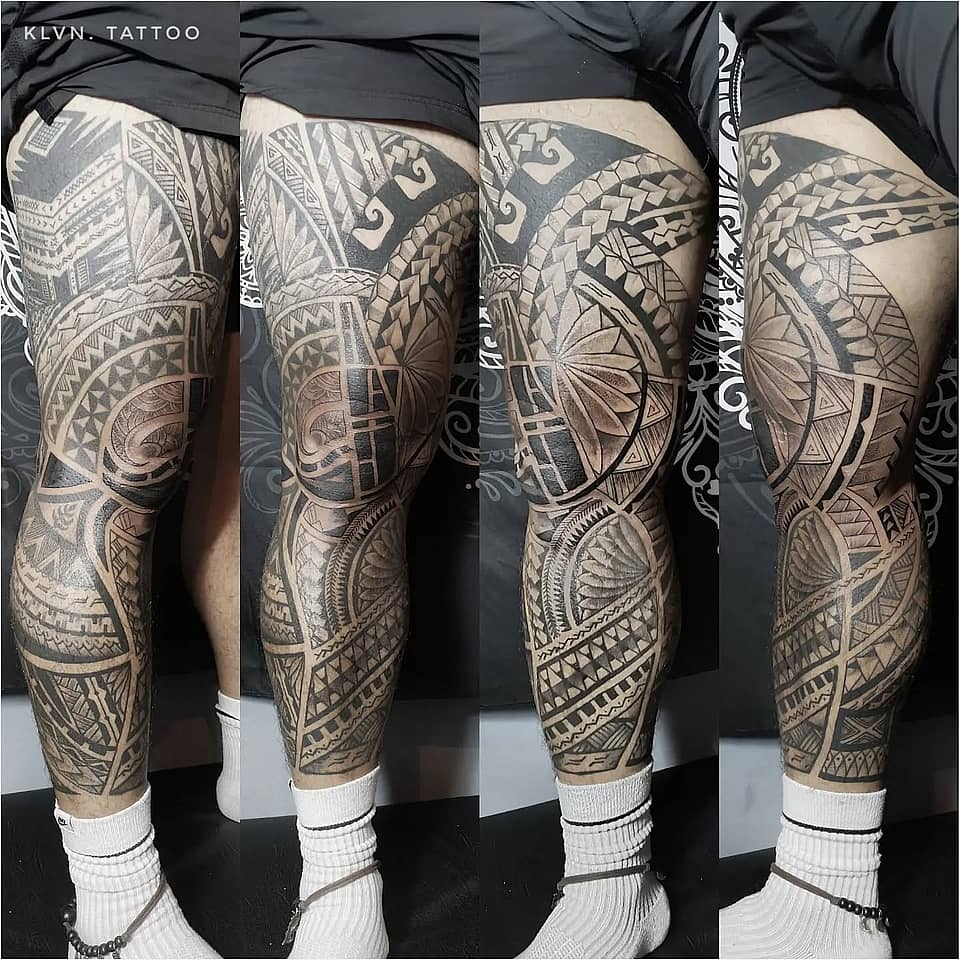 Polynesian Thigh-to-Calf Sleeve