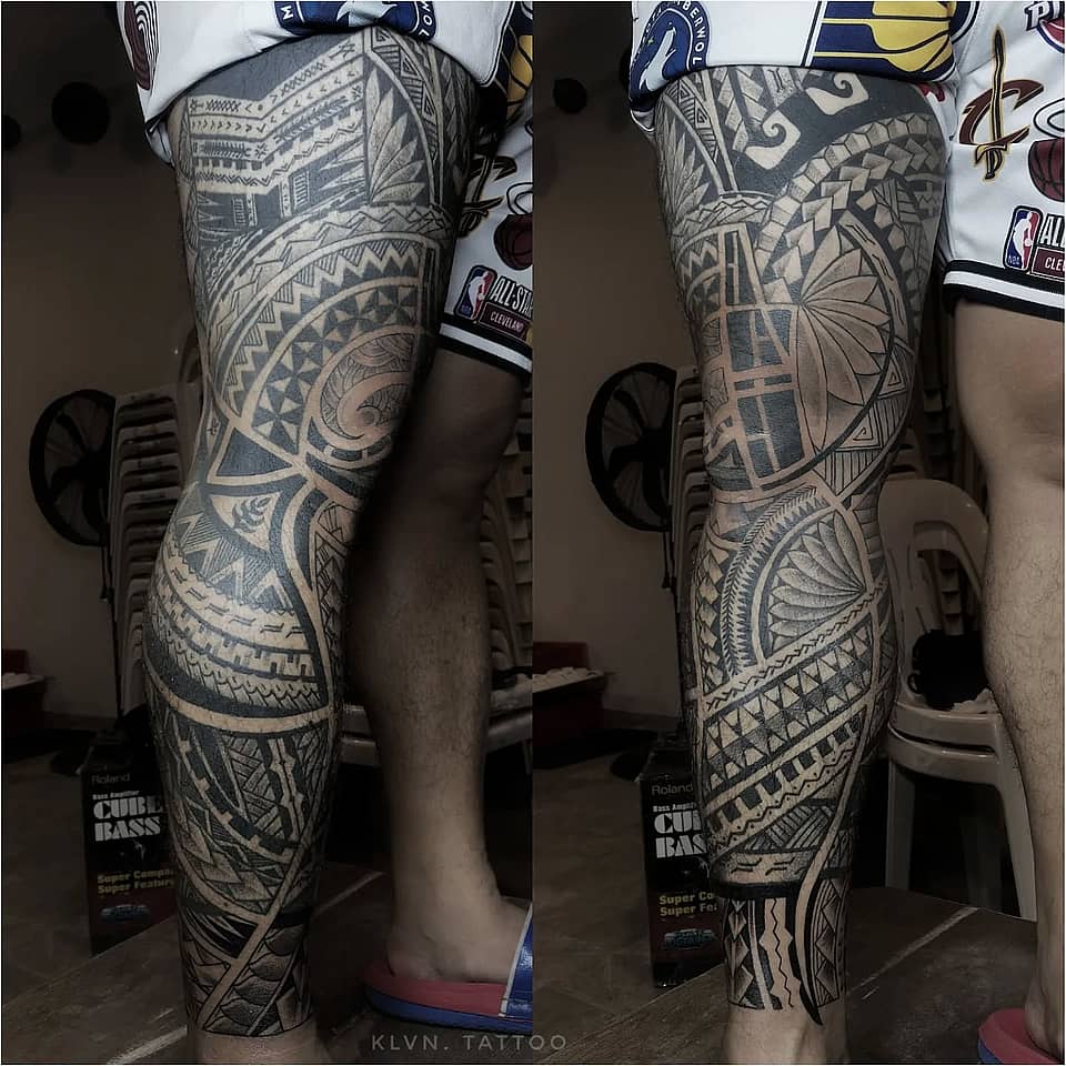 Polynesian Thigh-to-Calf Sleeve