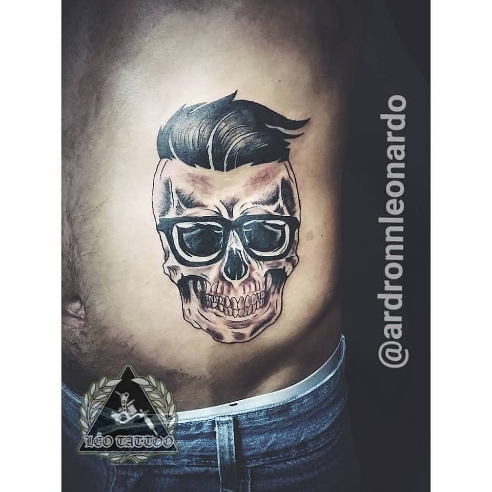 Pompadour Skull with Sunglasses