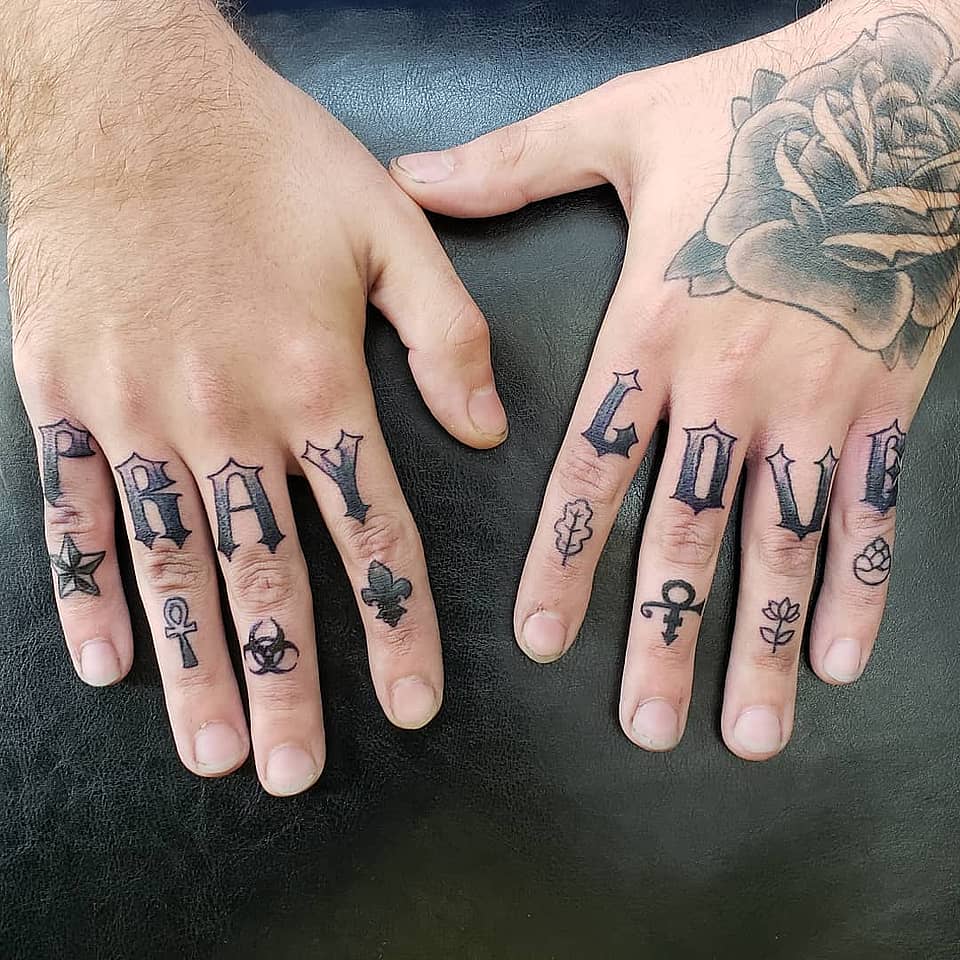 PRAY LOVE Blackletter Knuckles