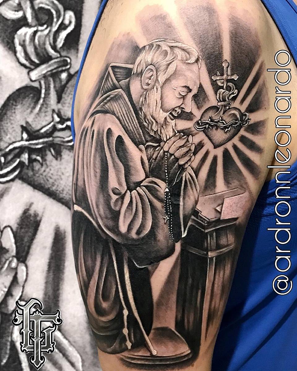 Praying Friar with Sacred Heart