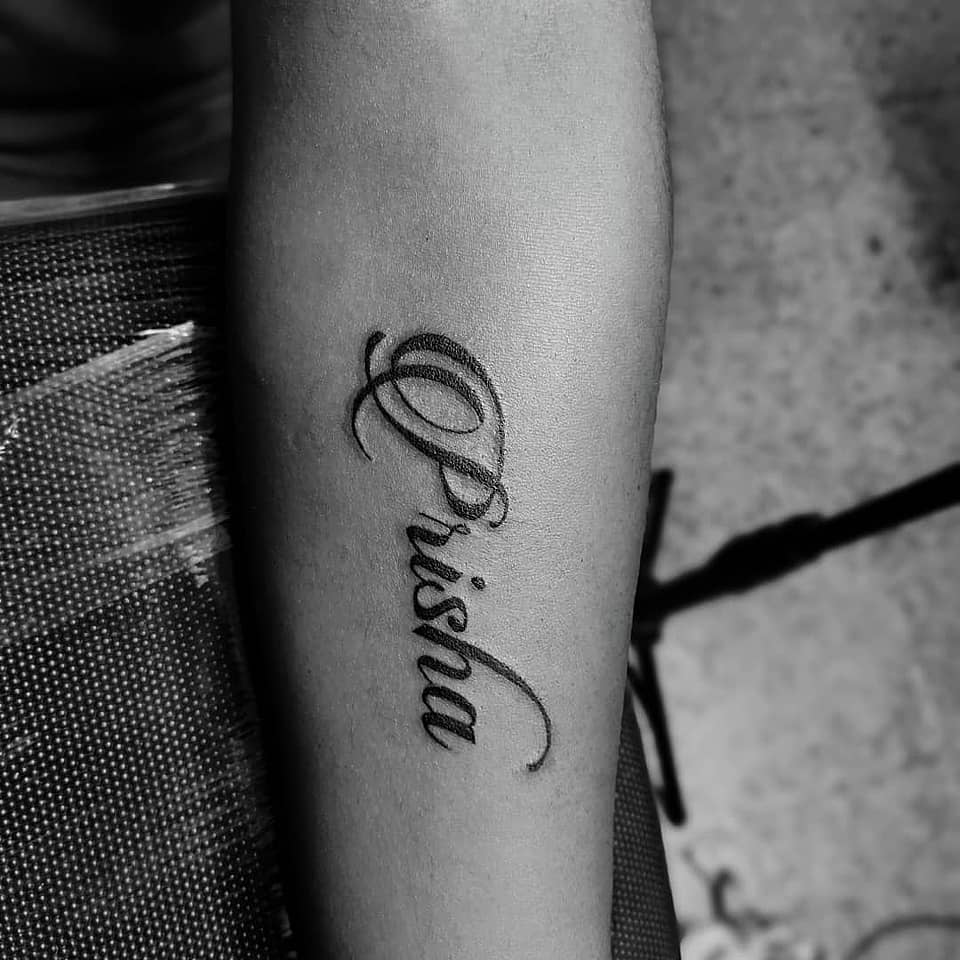 Prisha Script Name Tattoo