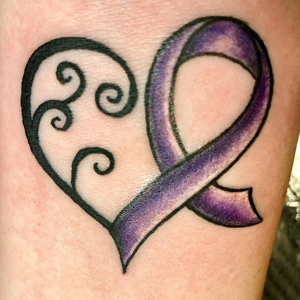 Purple Awareness Ribbon Heart