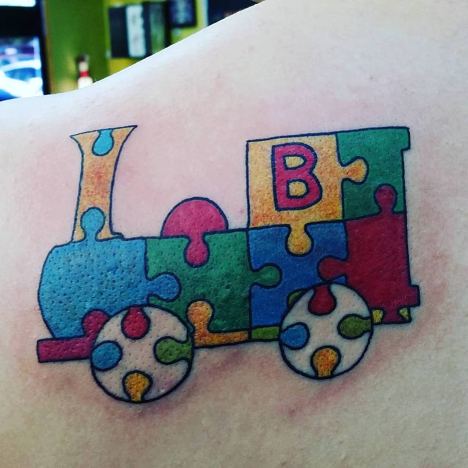Puzzle Piece Toy Train with B