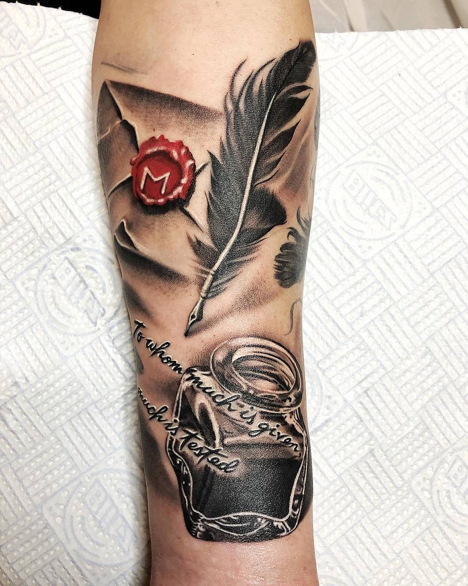 Quill and Ink Bottle with Wax Seal