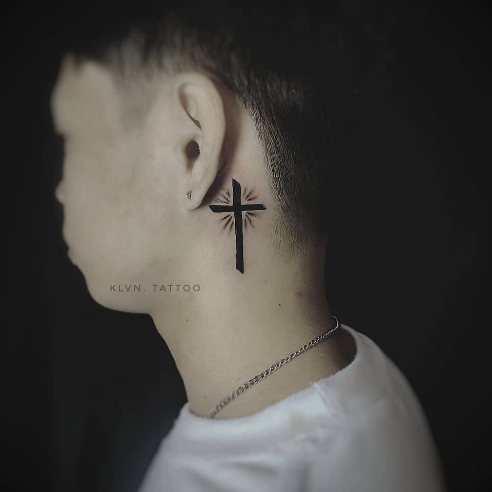 Radiant Minimal Cross (Behind Ear)