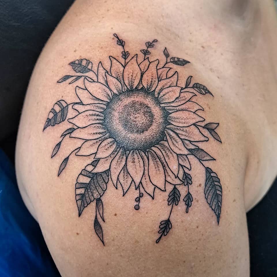 Radiant Sunflower Linework