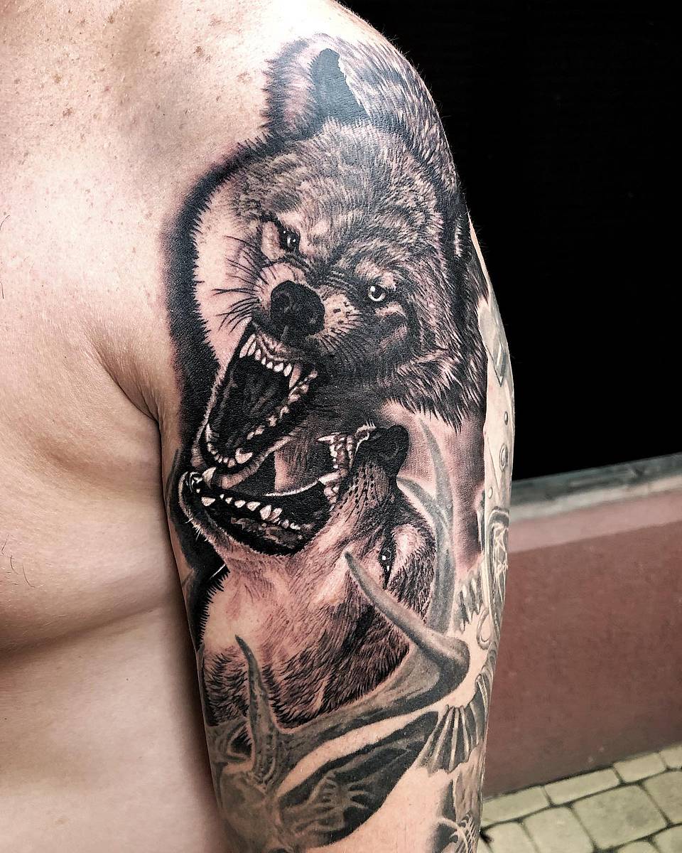 Raging Wolves Half-Sleeve