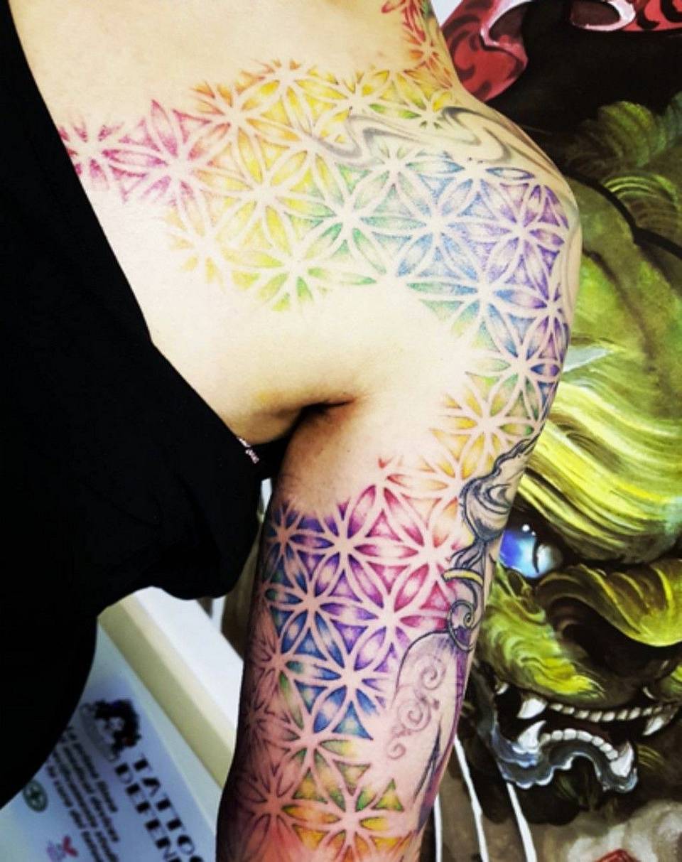 Rainbow Flower of Life - Upper Arm