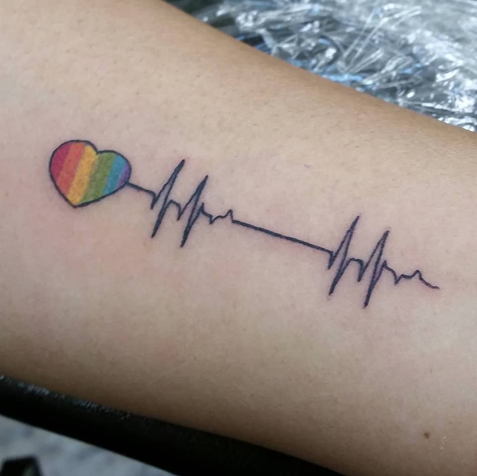 Rainbow Heartbeat Line