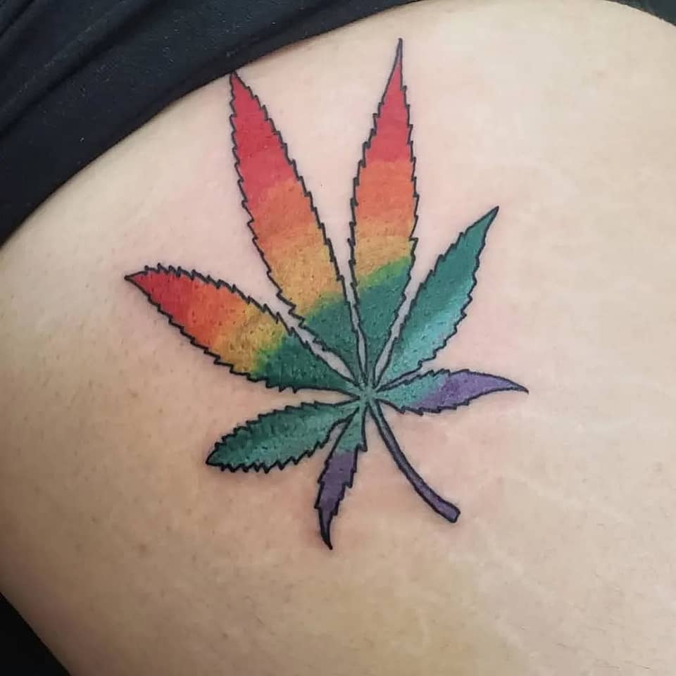 Rainbow Pride Cannabis Leaf