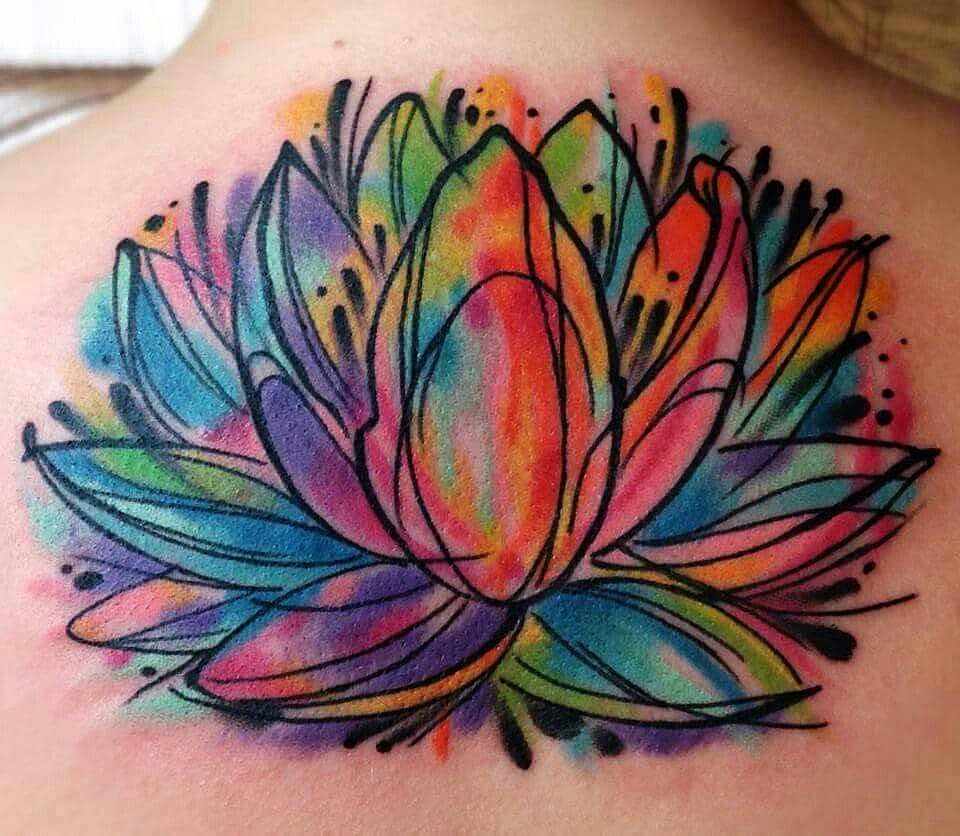 Rainbow Watercolor Lotus