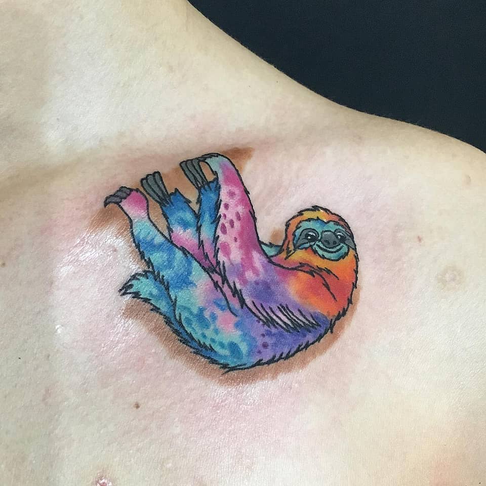Rainbow Watercolor Sloth