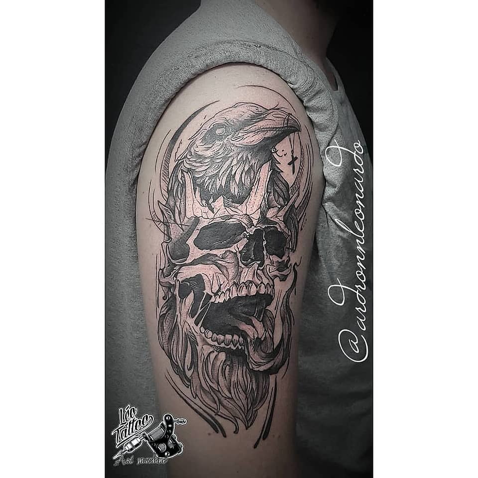 Raven and Horned Skull