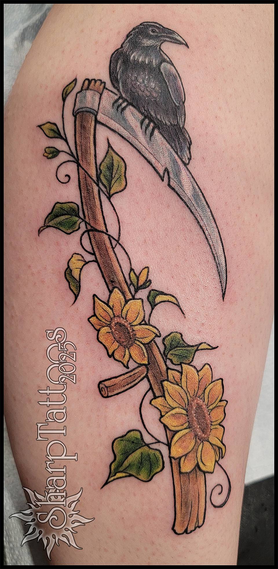 Raven on Sunflower Scythe