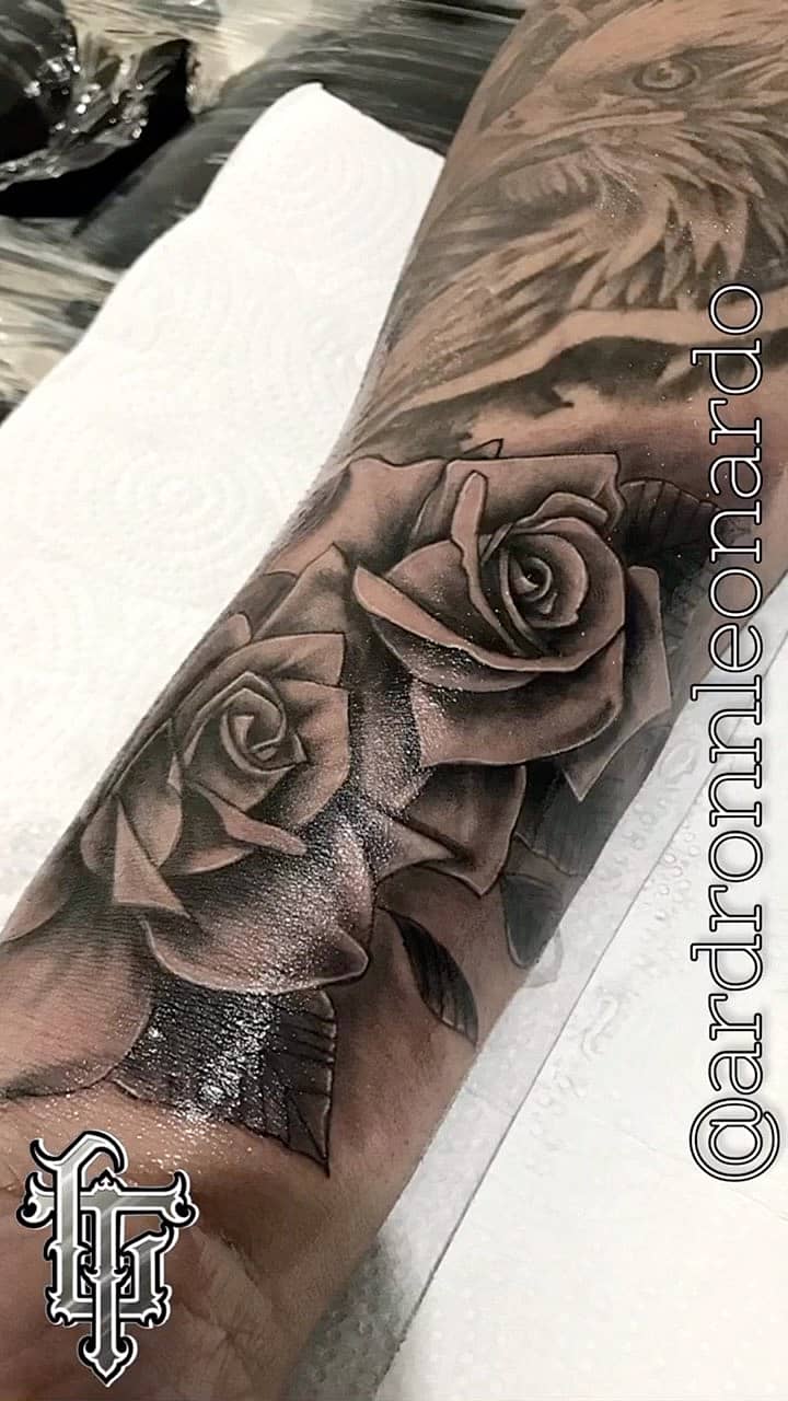 Realistic Black-and-Grey Roses