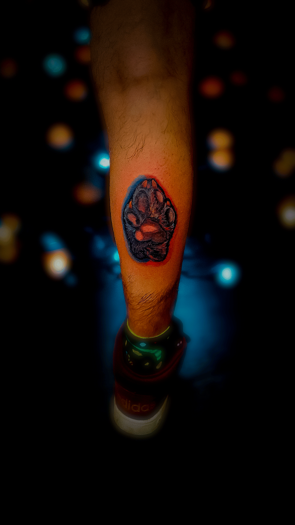 Realistic Paw Print with Red Glow