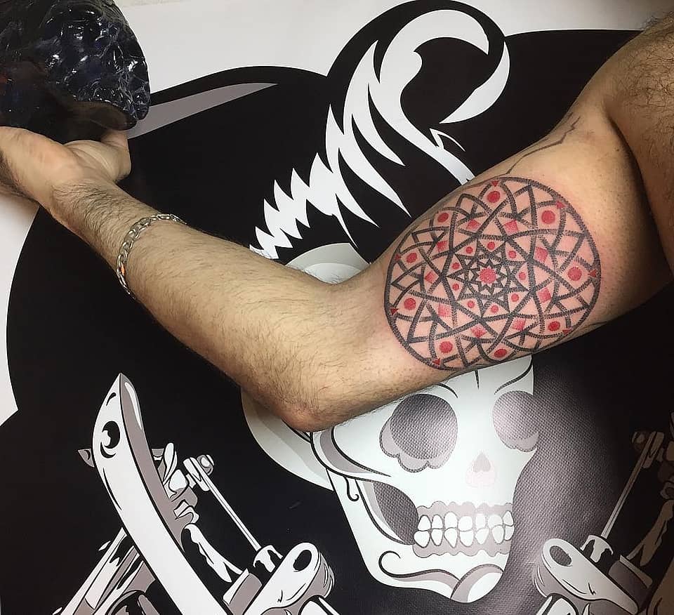 Red-Accented Geometric Mandala