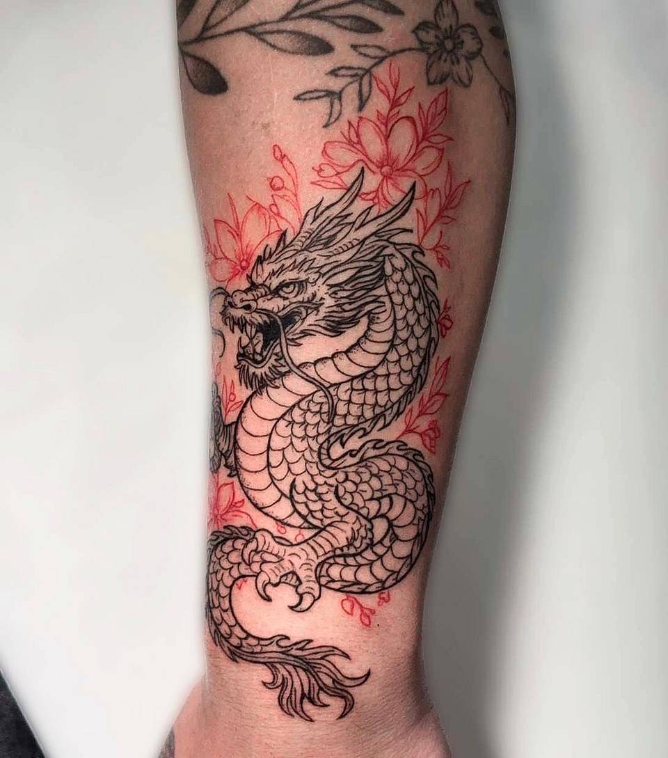 Red-Accented Linework Dragon