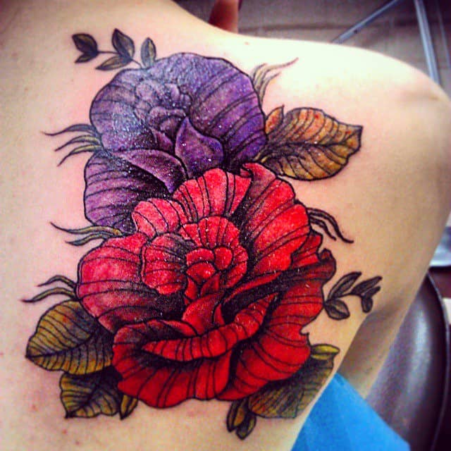 Red and Purple Roses Shoulder Piece