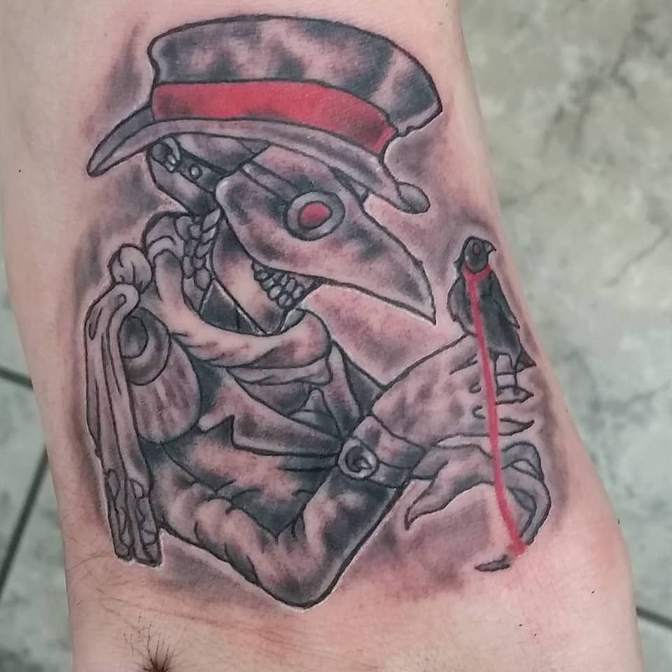 Red-Banded Plague Doctor and Bird